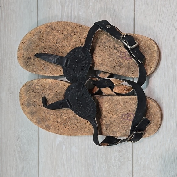 Ugg Women Ayden II Ankle Leather Wood Sandals T strap Sandals shoes sz 7 - Picture 8 of 11